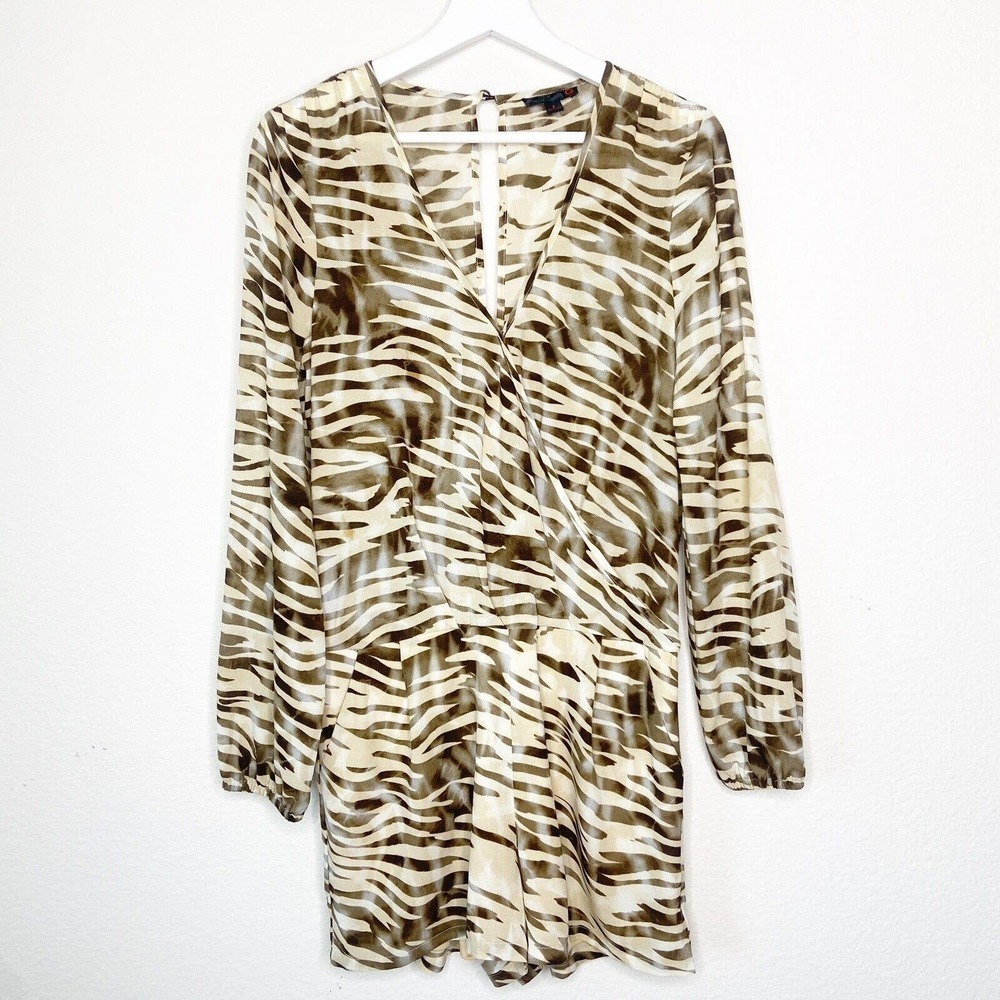 G BY GUESS Animal Print Tiger Striped Long Sleeved Romper S